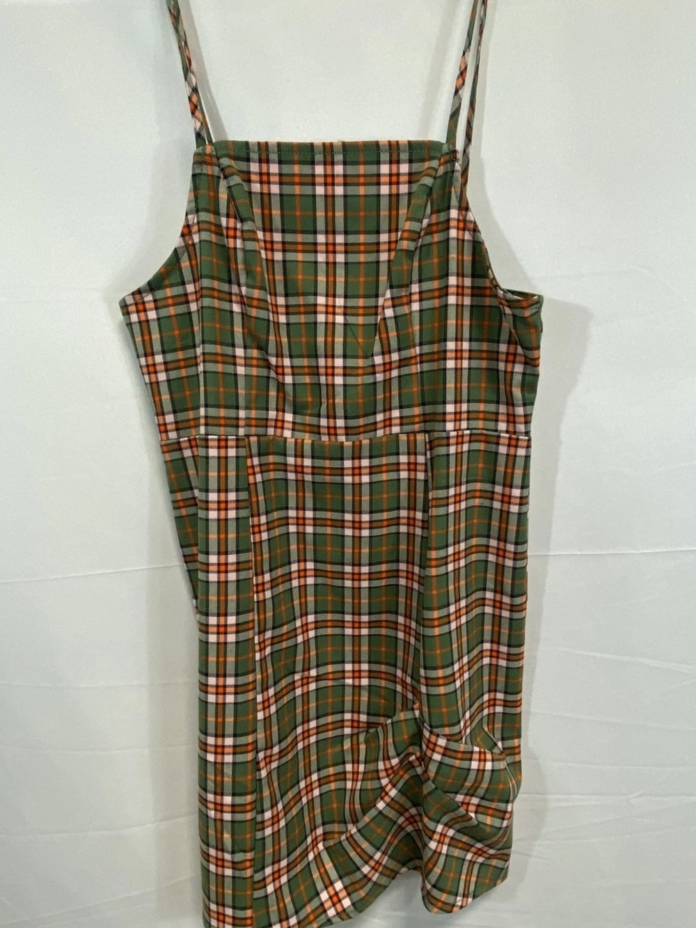 Urban Outfitters Green and Orange Plaid Mini Dress New!